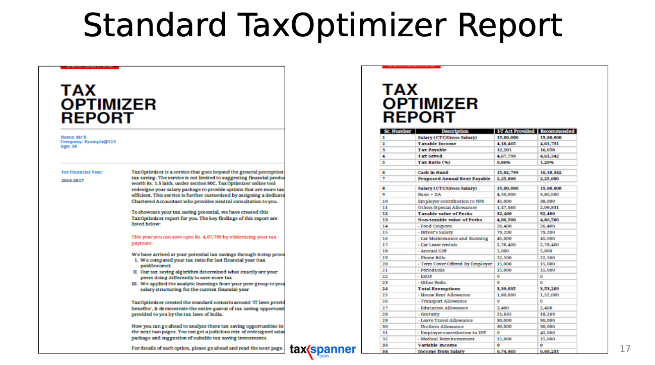 TaxOptimizer sample Report